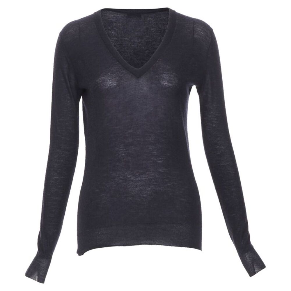 Joseph Black Cashmere Semi Sheer V Neck Sweater